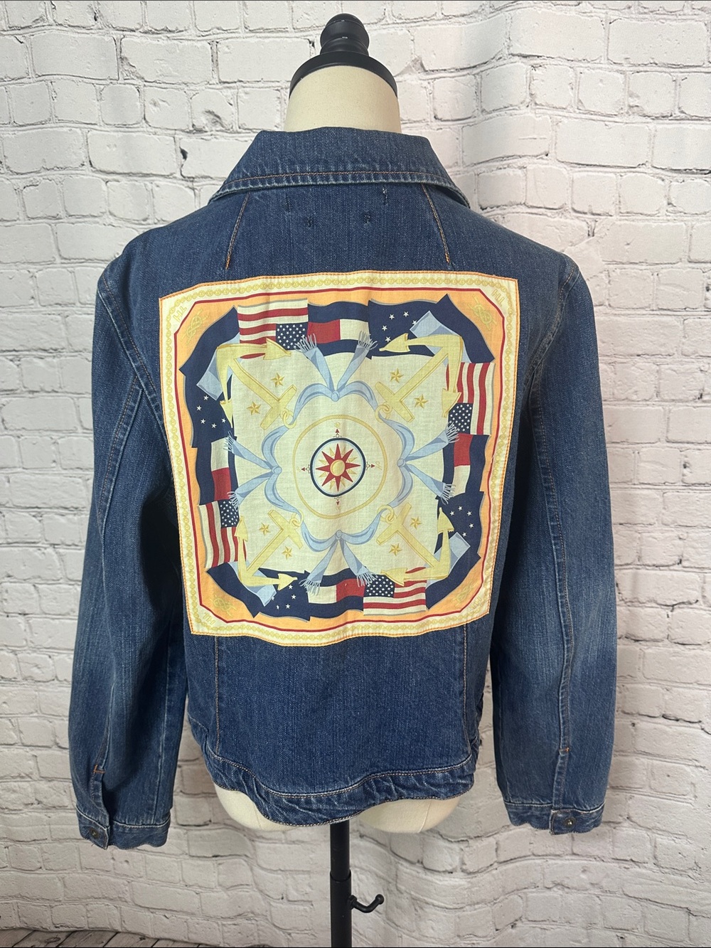 Vintage Y2K Tommy Hilfiger Jeans Nautical Denim Jacket Back Patch XL Women’s